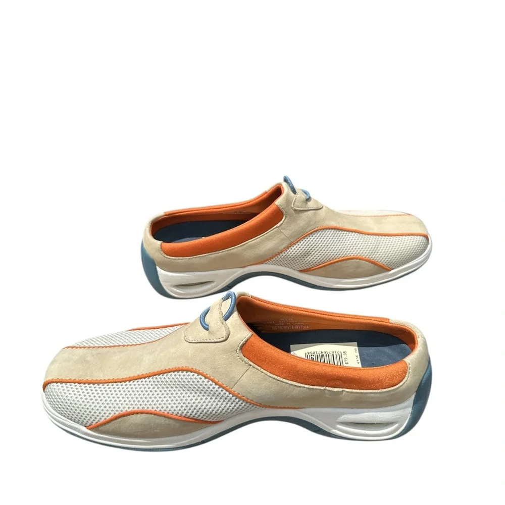 COLE HAAN Nike Air‎ Comfort Slip Ons Mule Orange/Tan/Ivory Womens Size 6.5